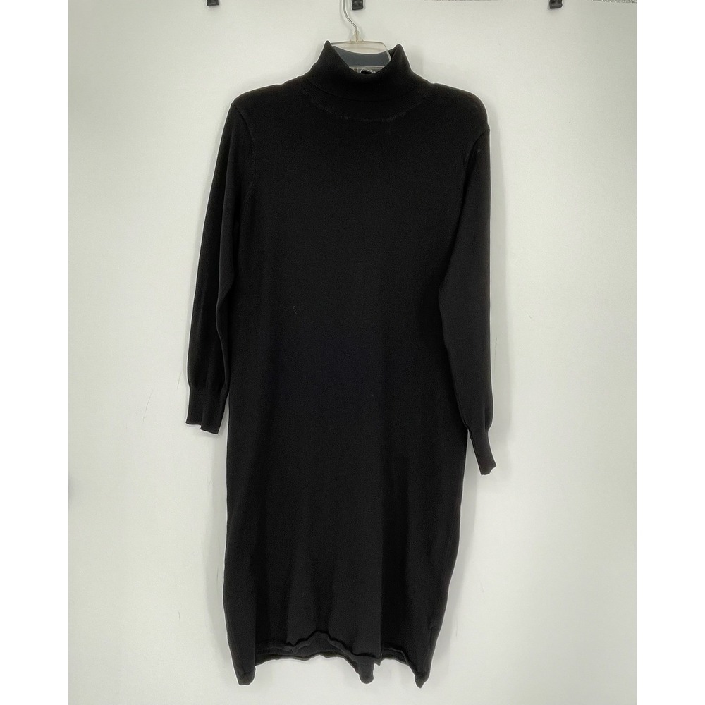 H&M Women's Black Viscose Blend Turtleneck Long Sleeve Knit Sweater Dress Size L